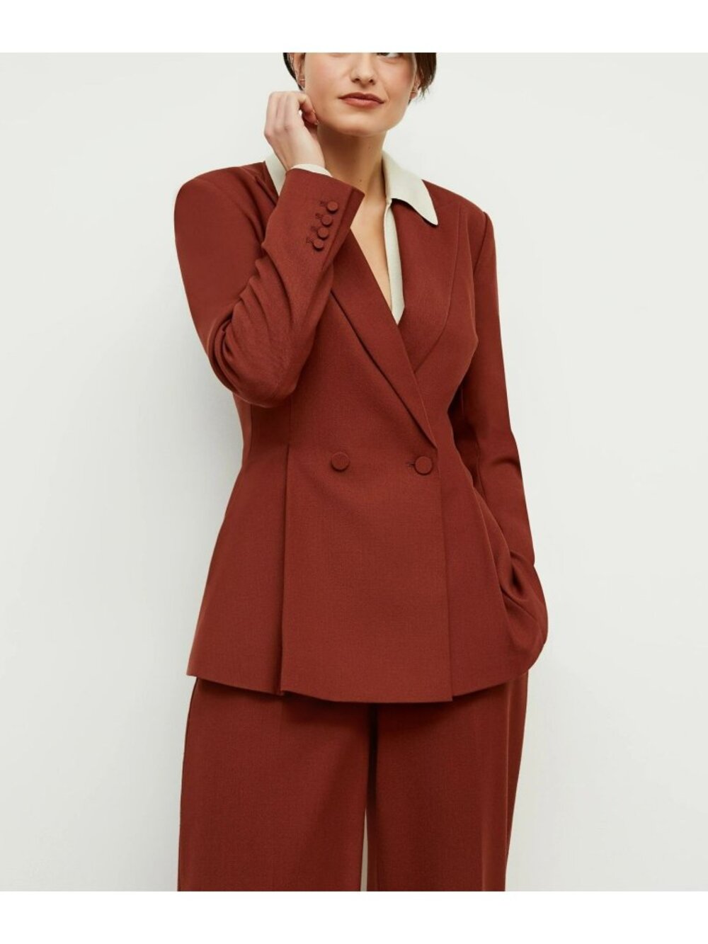 NEW MM Lafleur Gaia Sharkskin Blazer in Rust 14 Career Office Work Red Jacket